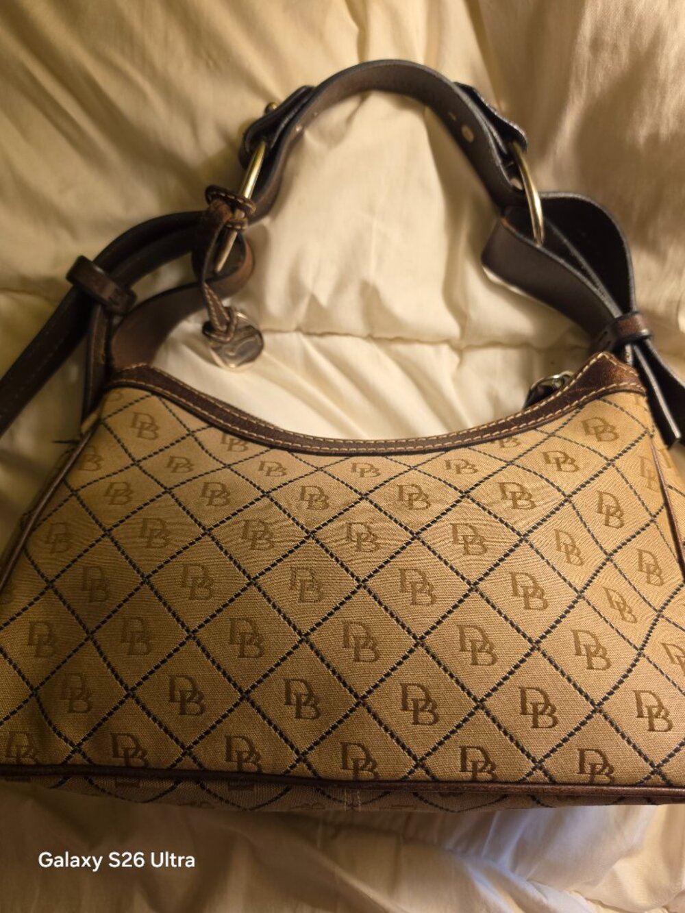 Y2K Vintage  Dooney & Bourke Signature Canvas Medium Leather handbag